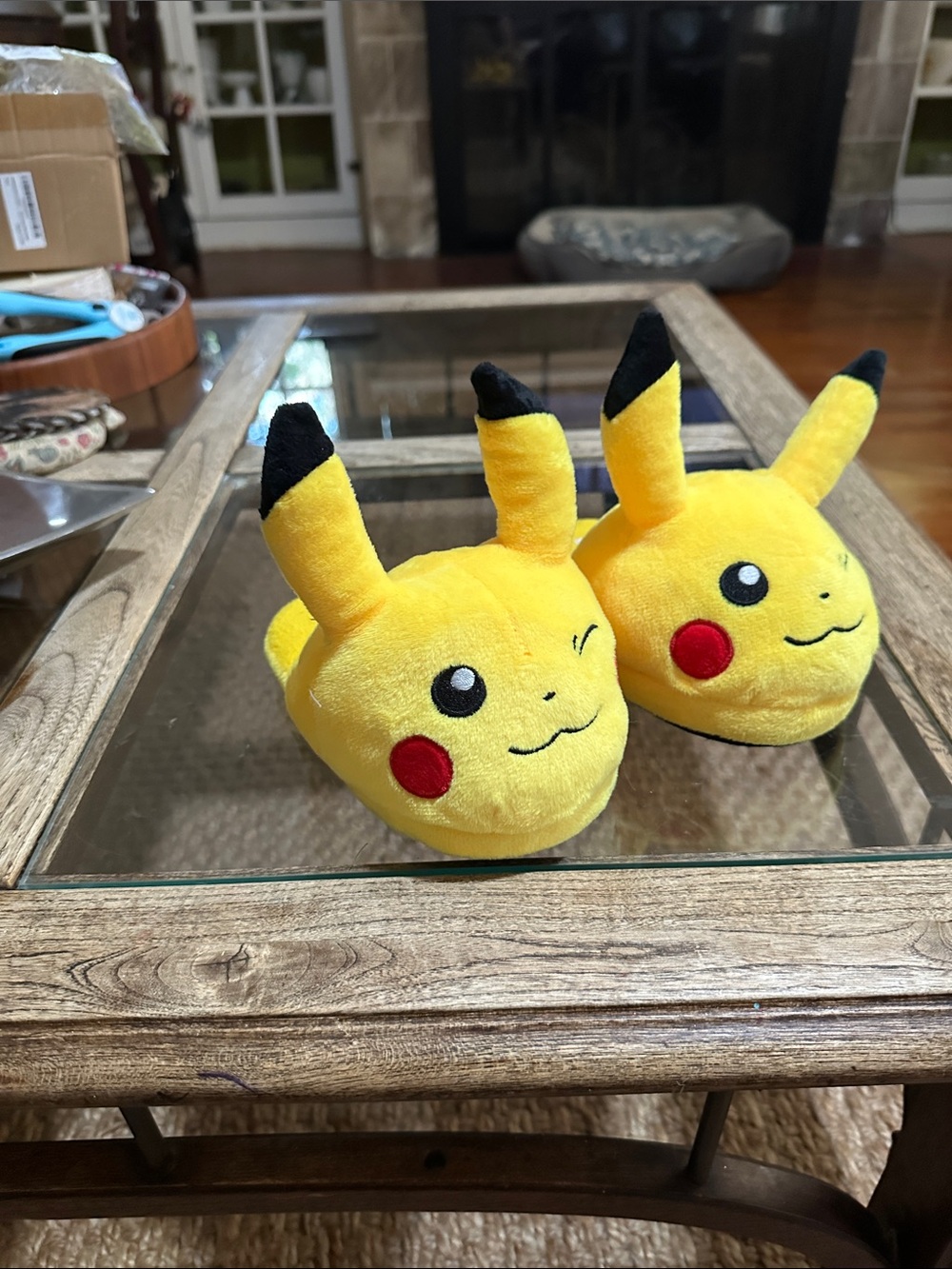 Pokemon Pikachu Plush Kids Slippers - Yellow with Black Tips